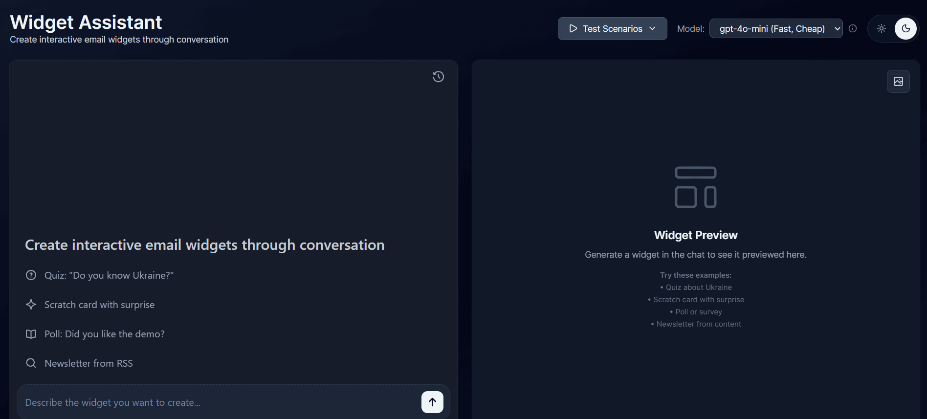 Widget Assistant showcase