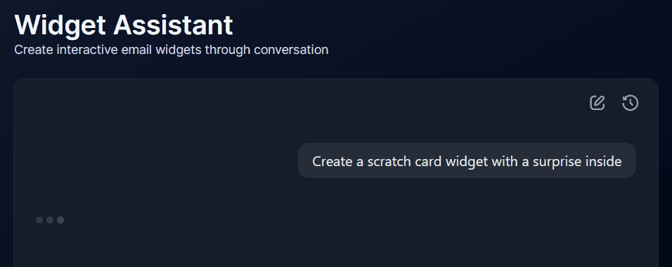 Widget Assistant showcase with scratch card