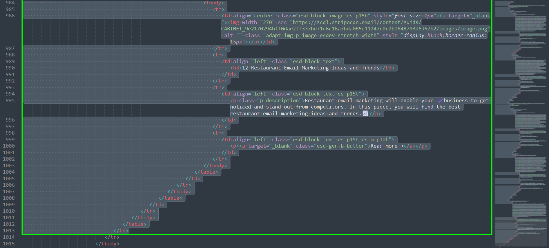 Widget HTML code end