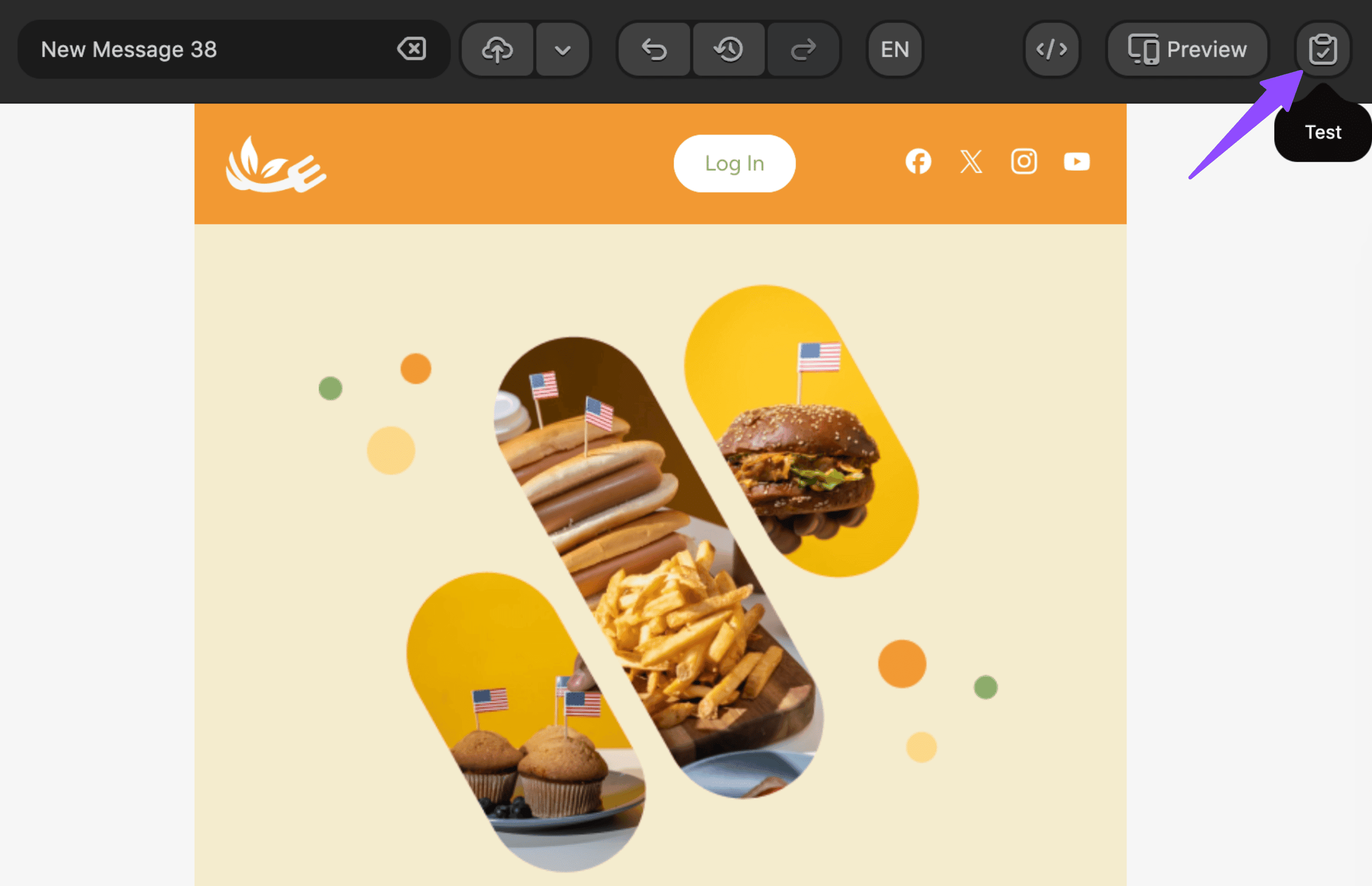 The test button to start the accessibility check