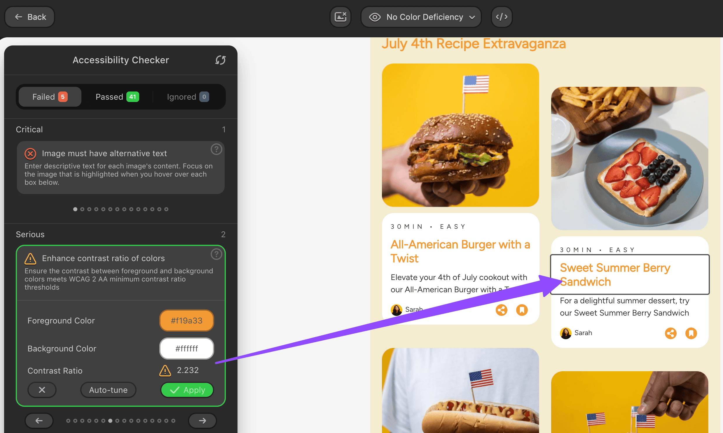 Highlighting the issue in the email