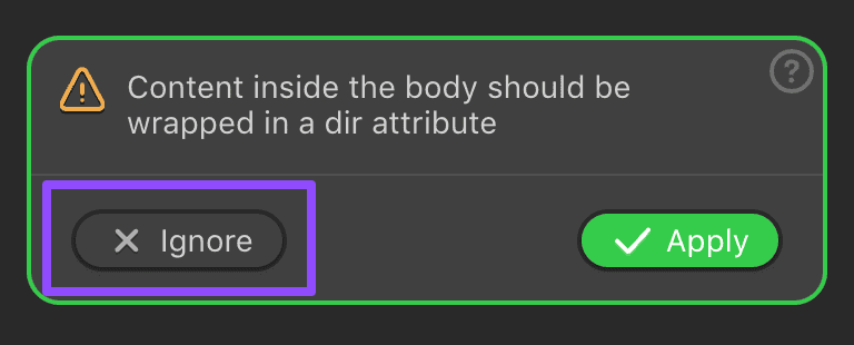 Ignoring issues in the accessibility checker