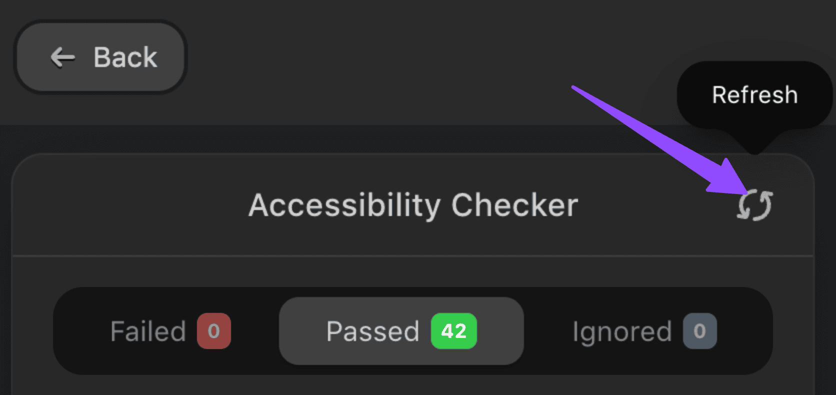 The refresh button in the Accessibility Checker
