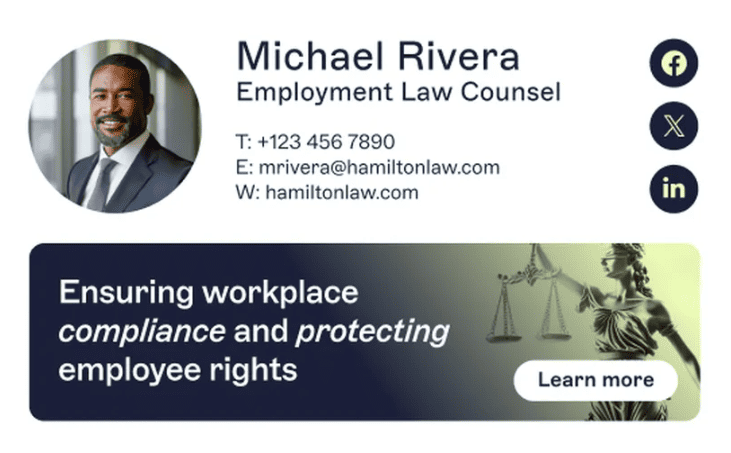 Un esempio di firma email nel settore legale