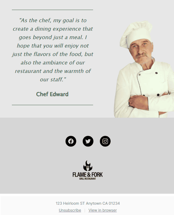 Un esempio di firma email nel settore della ristorazione