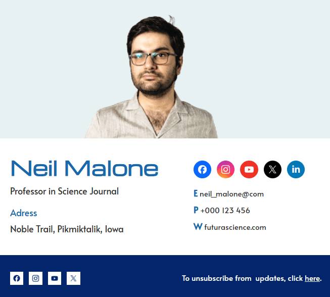 Un esempio di firma email nel settore dei mass media