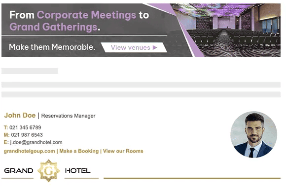 Esempio di firma email nel settore alberghiero