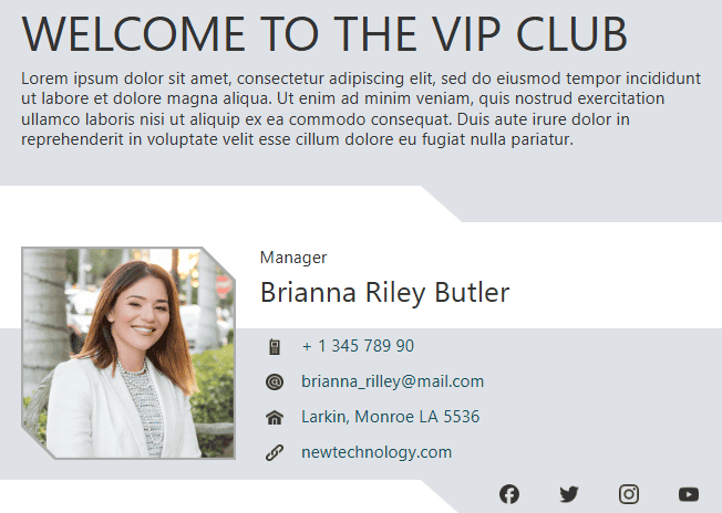 Esempio di firma email per il Club VIP