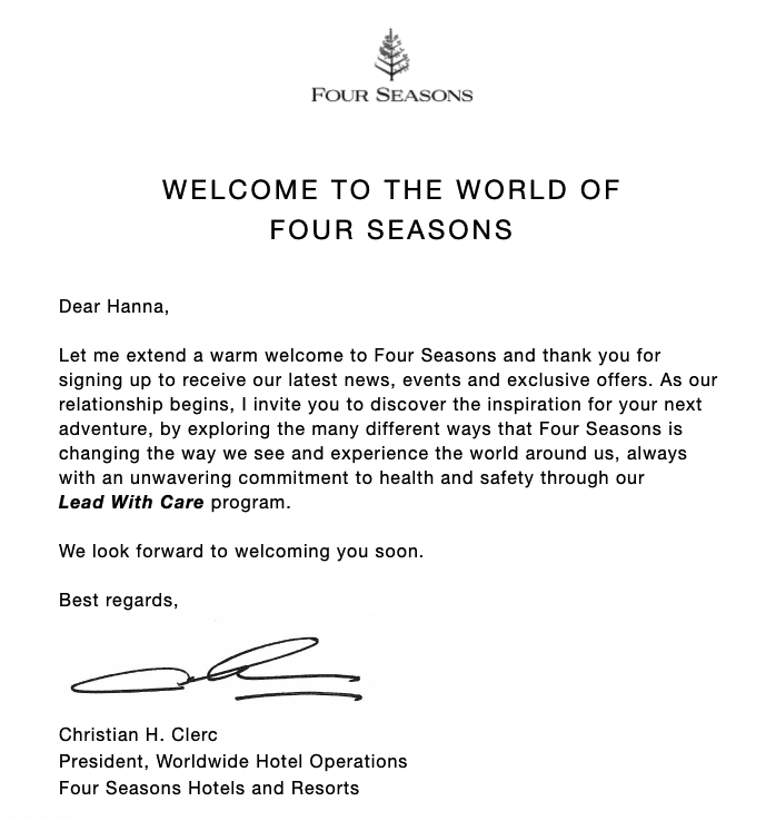 Esempio di firma email nel settore alberghiero