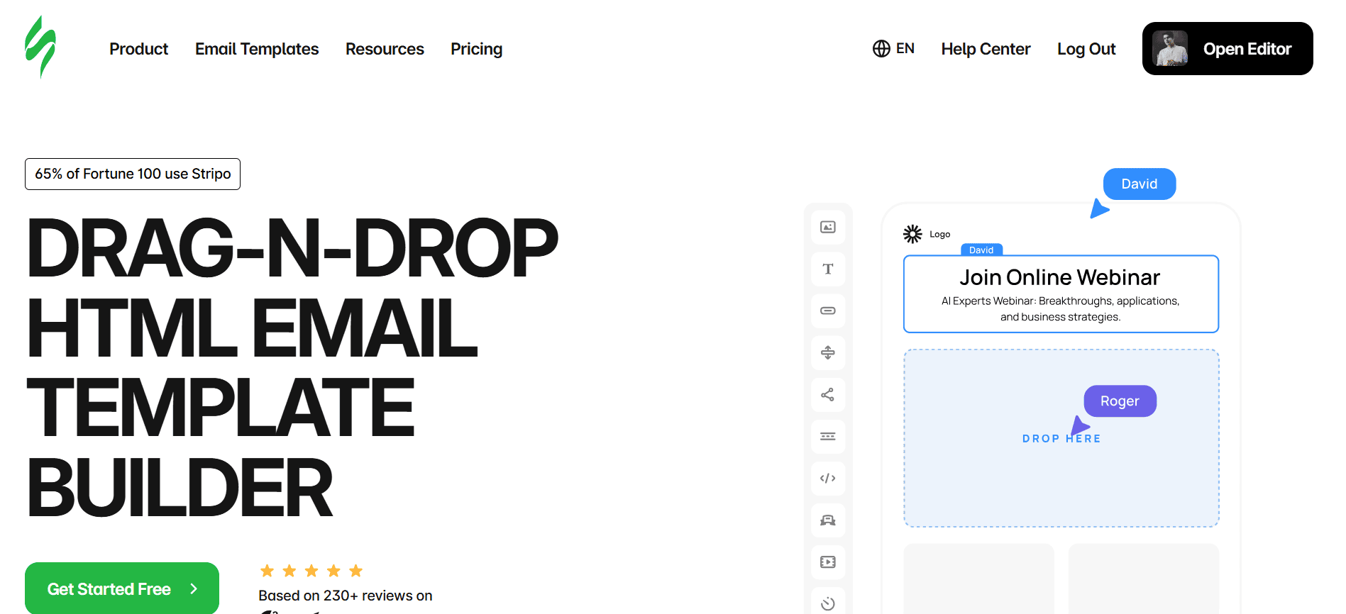 Stripo editor main page