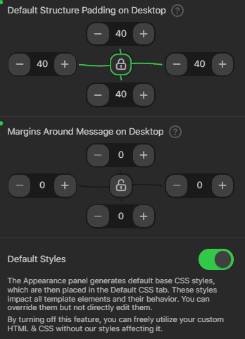 Configura&ccedil;&otilde;es de espa&ccedil;amentos internos e margens