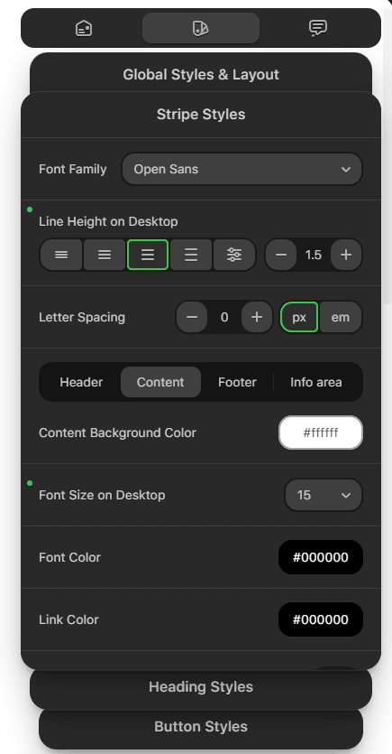 Configura&ccedil;&otilde;es de estilos de bloco