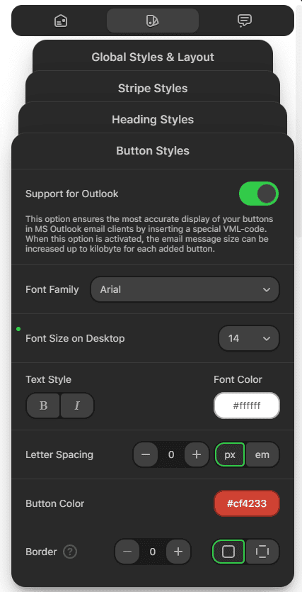 Configura&ccedil;&otilde;es Gerais de Estilos de Bot&otilde;es