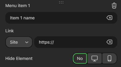 Ajustando cada item do menu