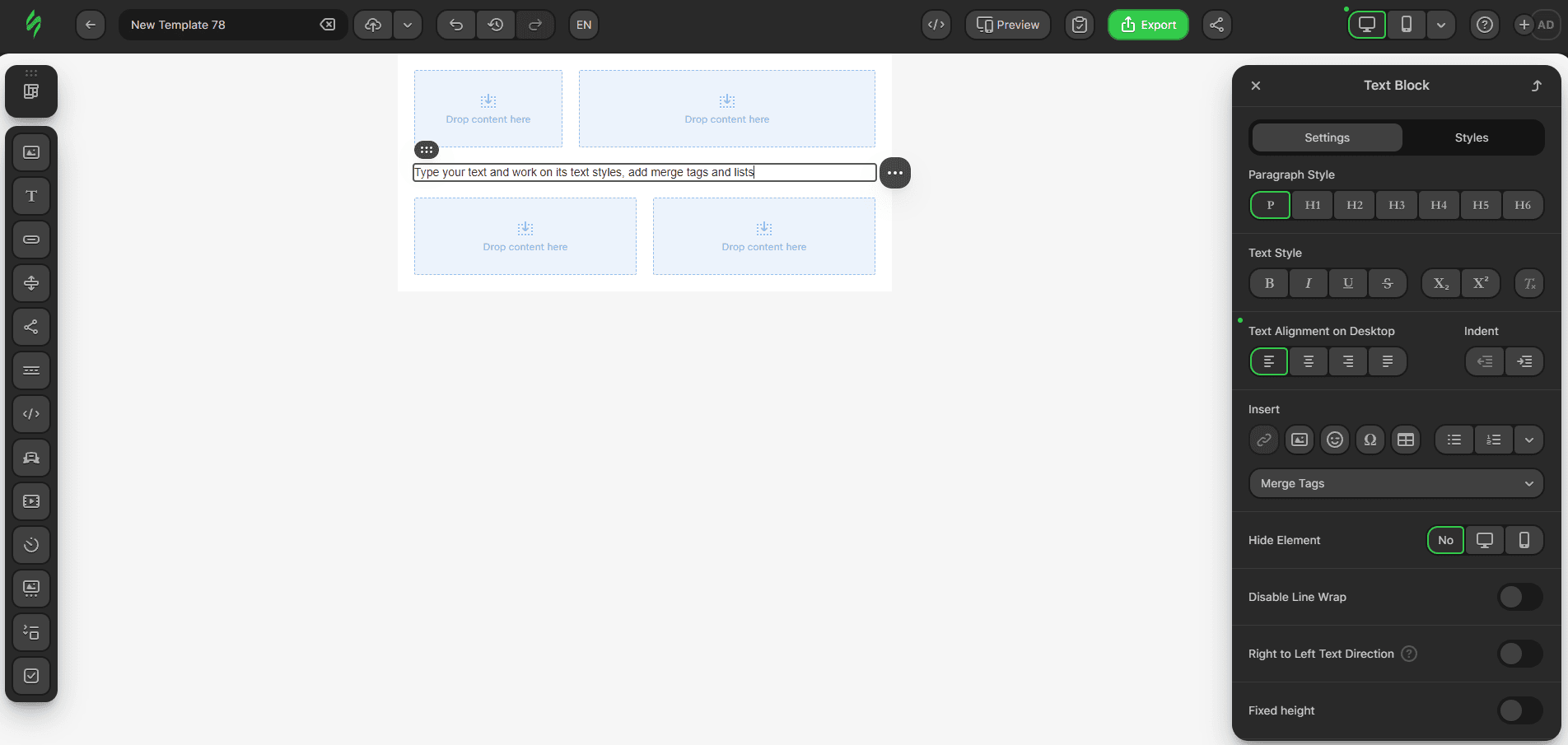 Bloco de texto adicionado
