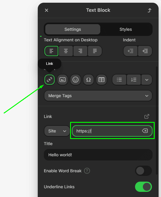 Inserindo links no texto