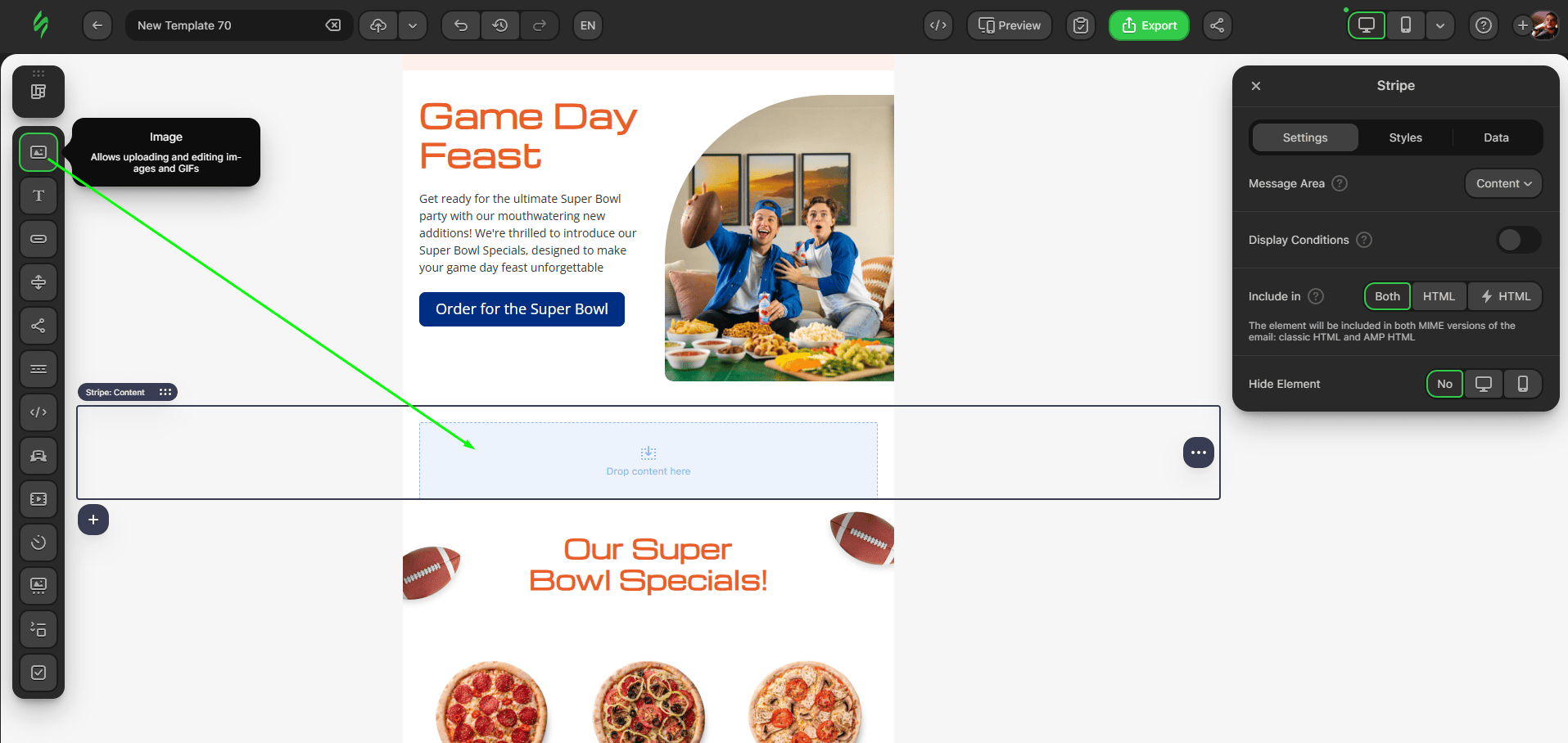 Inserindo um bloco de imagem
