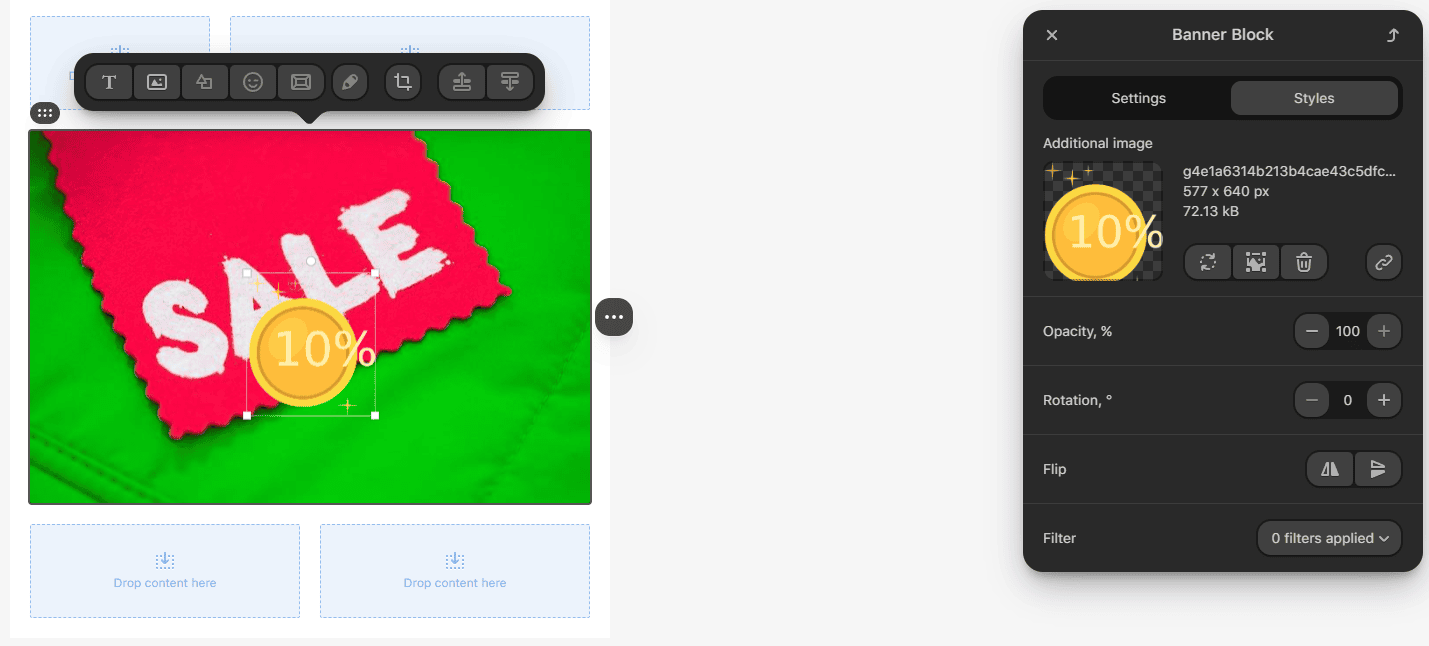 Op&ccedil;&otilde;es extras de imagem