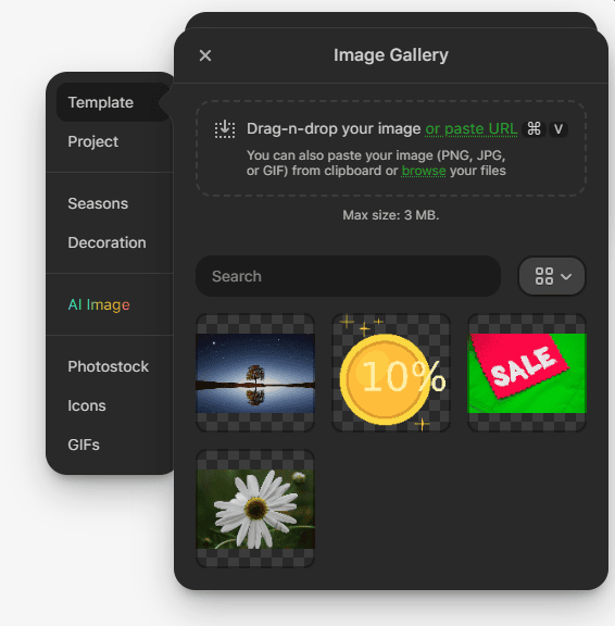 Janela para adicionar imagem de rollover