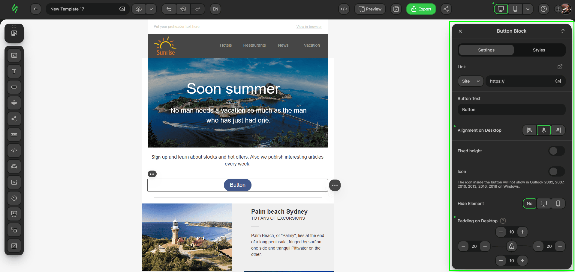 Configura&ccedil;&otilde;es do bloco de bot&atilde;o