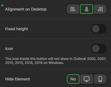 Op&ccedil;&otilde;es extras do bloco de bot&atilde;o