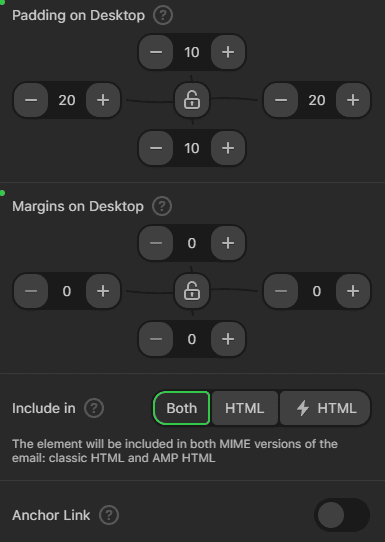 Espa&ccedil;amento e margens do bot&atilde;o