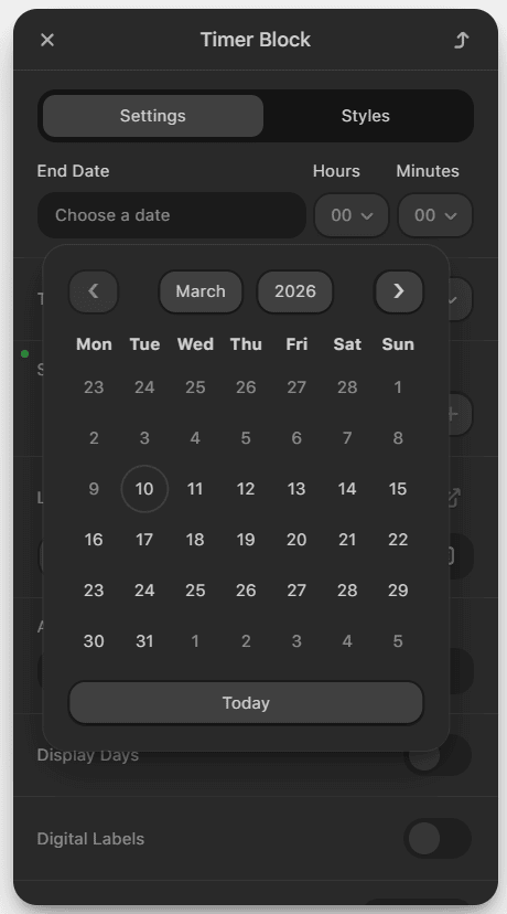 Sele&ccedil;&atilde;o de data e hora