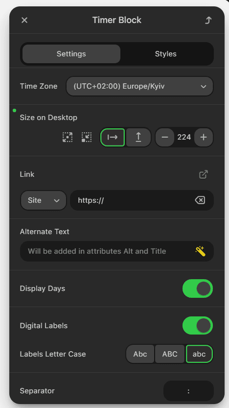 Configura&ccedil;&otilde;es do contador regressivo
