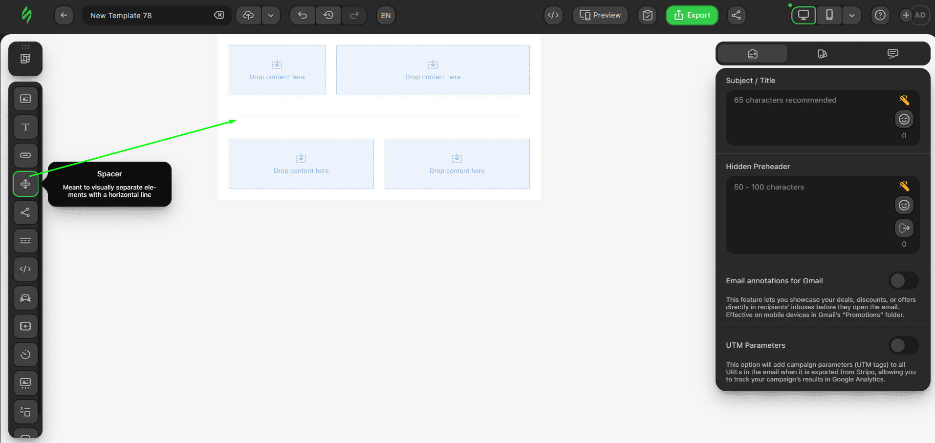 Exemplo de inser&ccedil;&atilde;o de espa&ccedil;ador