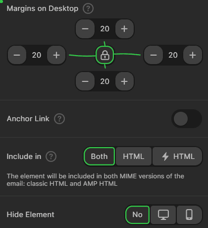 Configura&ccedil;&otilde;es adicionais do bloco de espa&ccedil;ador