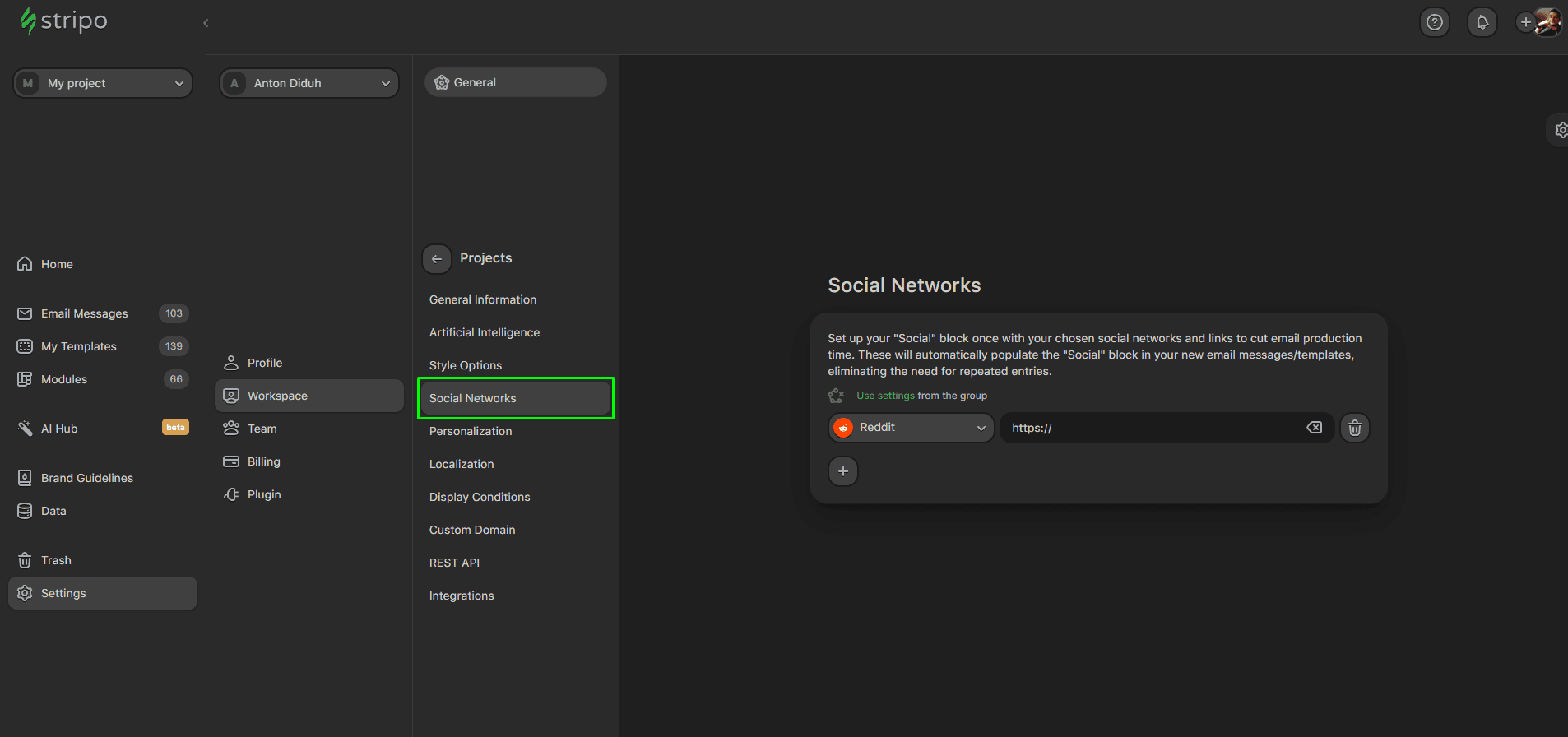 Configura&ccedil;&otilde;es de redes sociais