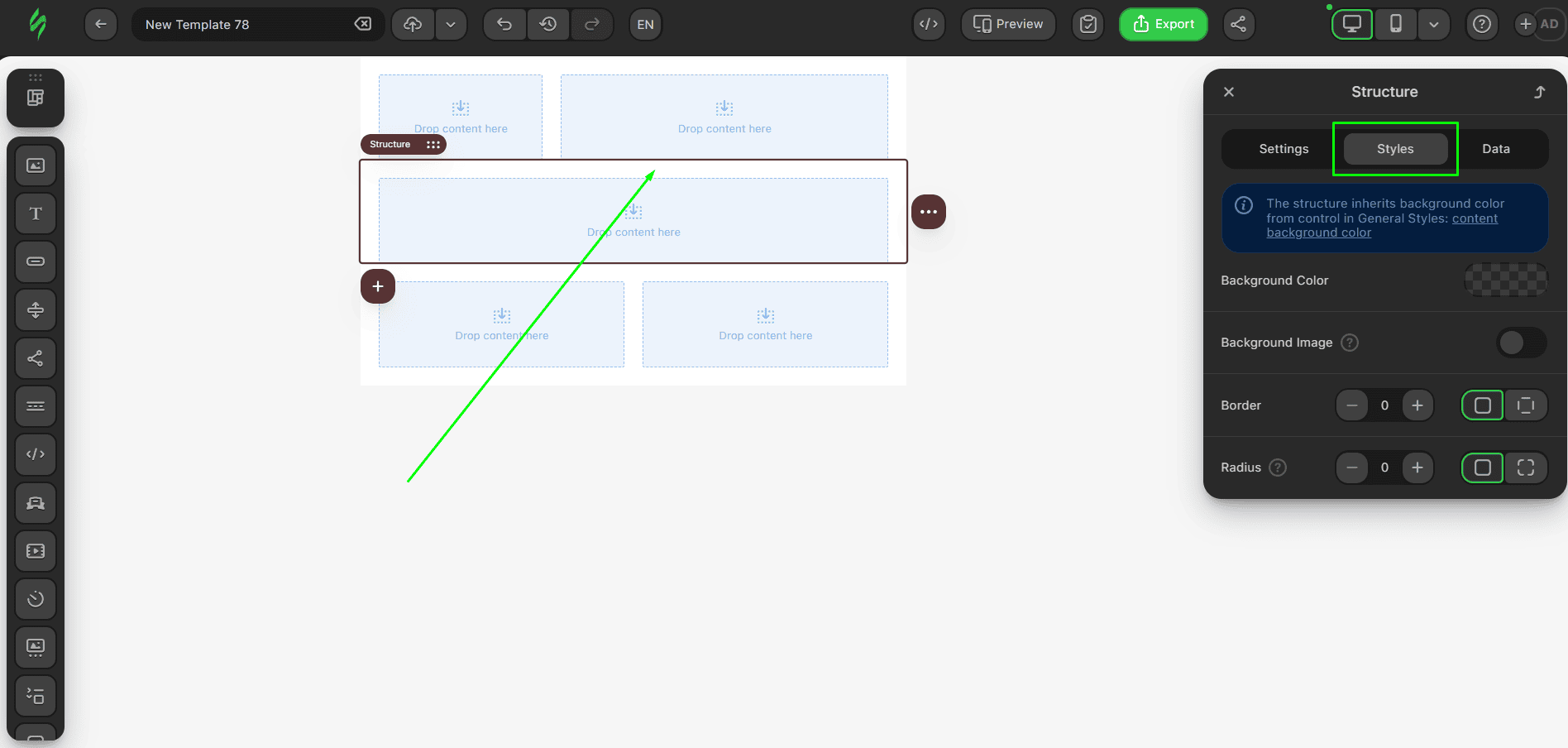 Op&ccedil;&atilde;o de estilos da estrutura