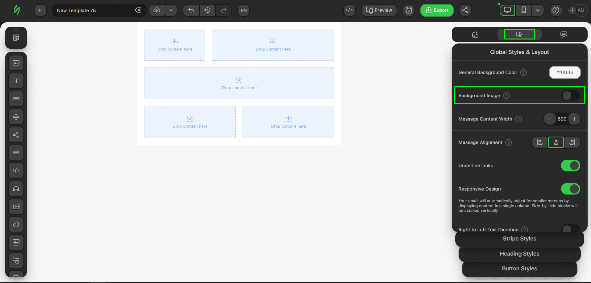 Op&ccedil;&atilde;o de imagem de fundo