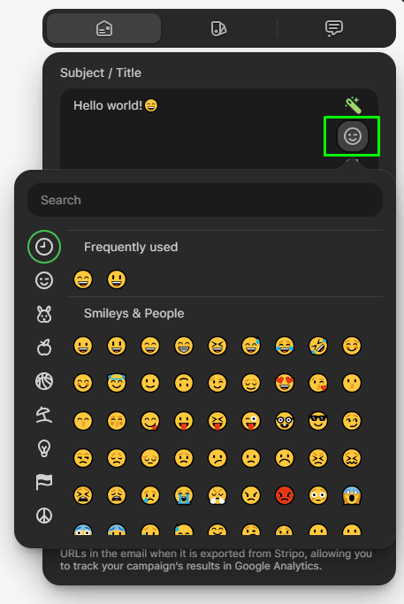 Adicionando emojis no assunto do e-mail