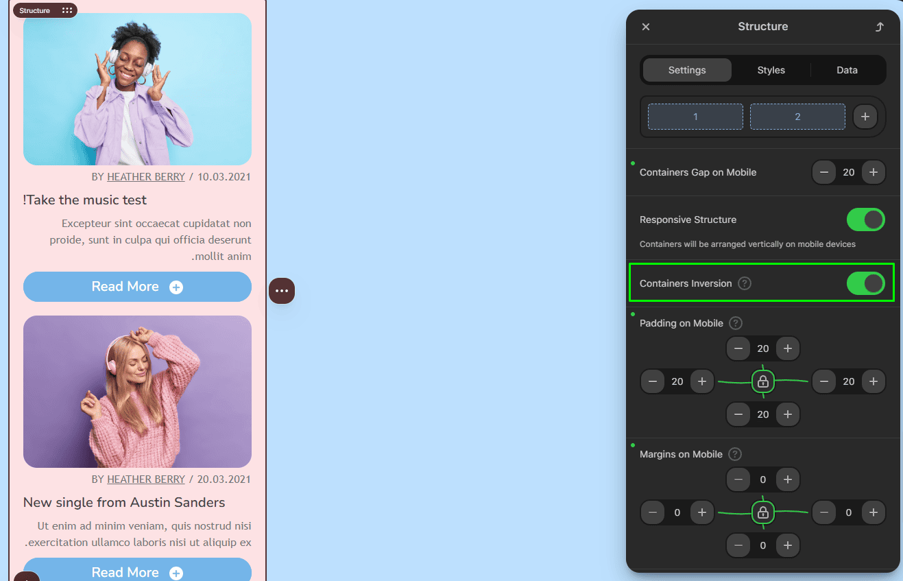 Cont&ecirc;iner invertido ativado
