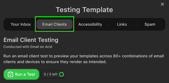 Teste em clientes de e-mail