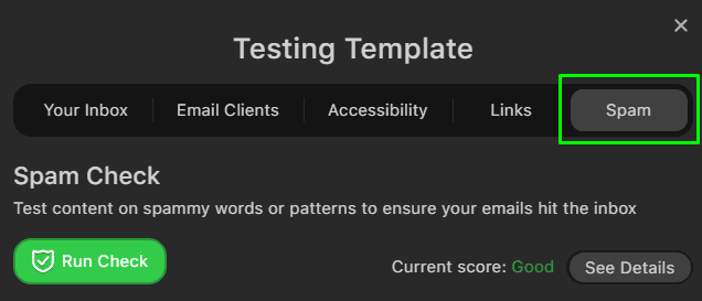 Op&ccedil;&atilde;o de teste de spam