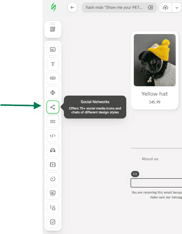 Example of the &ldquo;Social Networks&rdquo; block in Stripo
