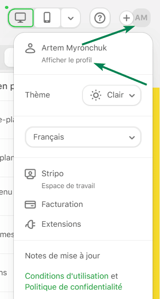 Exemple de profil personnel sur Stripo