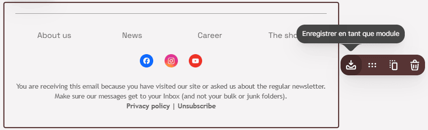 Enregistrer les liens sociaux comme un module dans l&rsquo;&eacute;diteur Stripo