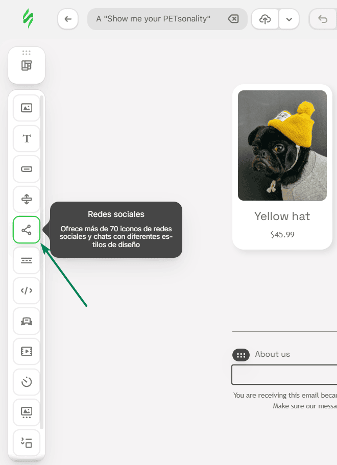Ejemplo de bloqueo de "Redes Sociales" en Stripo