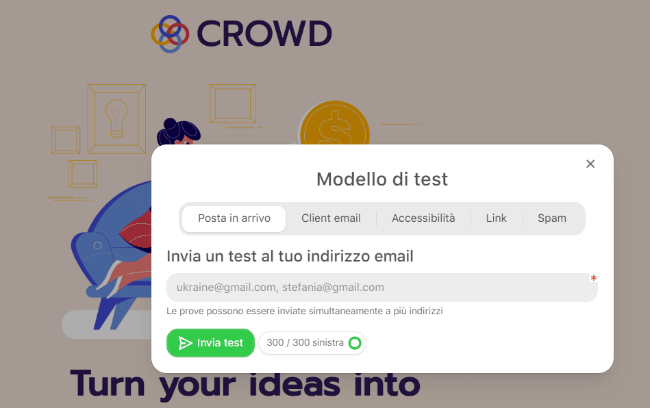 Invio di messaggi di posta elettronica agli account Outlook per i test in tempo reale