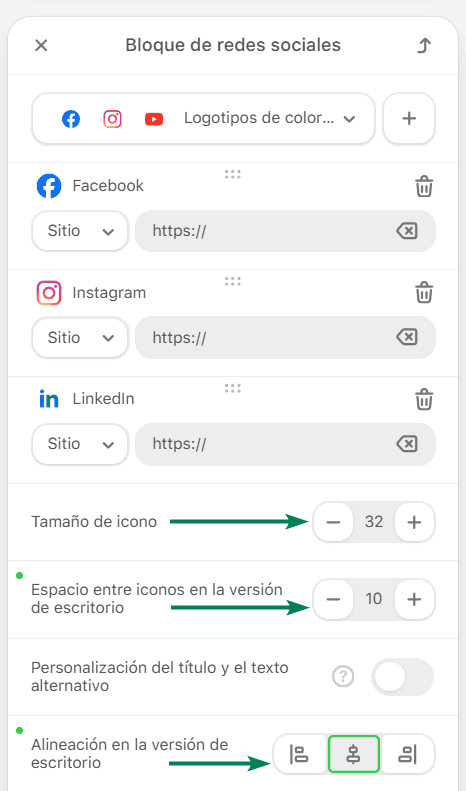 Ejemplo de dise&ntilde;o de entornos para el bloque de Redes Sociales en Stripo