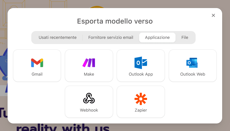 Selezionare l'app Outlook dagli ESP suggeriti