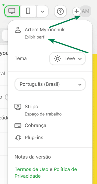 Exemplo de perfil pessoal no Stripo