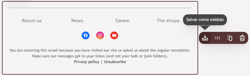 Salvando links de redes sociais como um m&oacute;dulo no editor Stripo