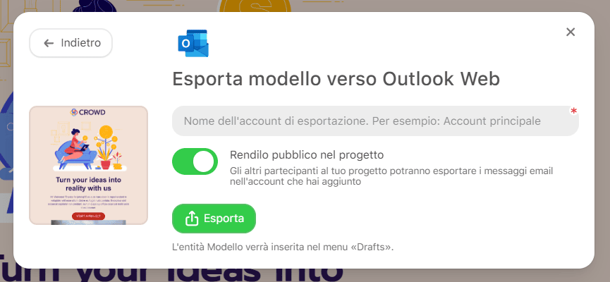 Esporta il tuo modello di newsletter di Outlook in Outlook Web