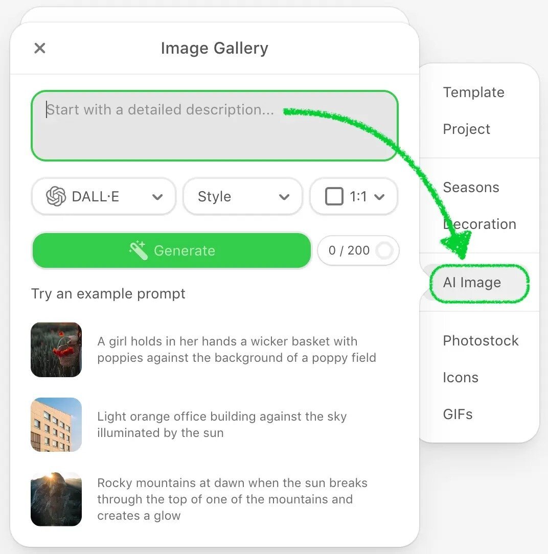AI images in the new editor