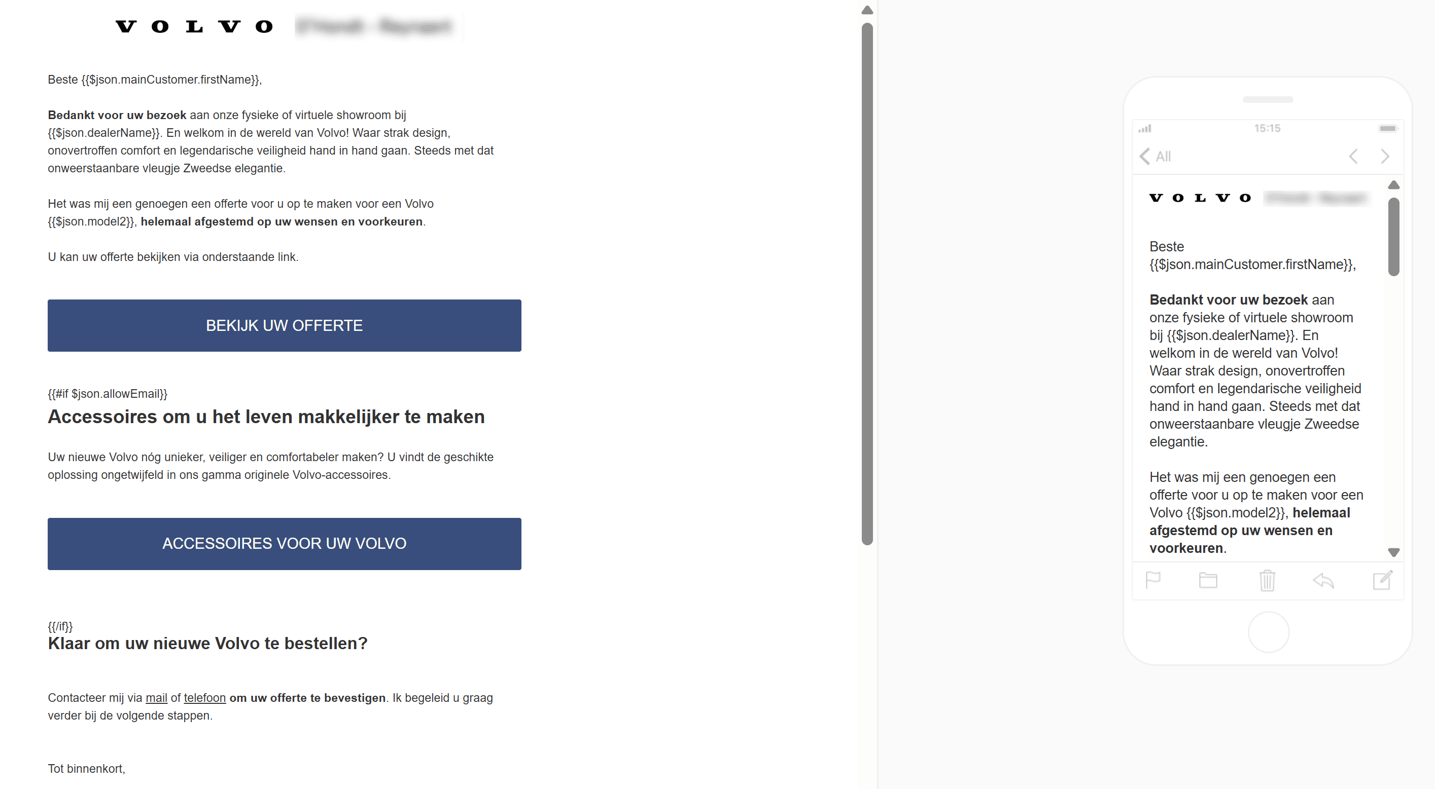 Example of mobile and desktop versions of email