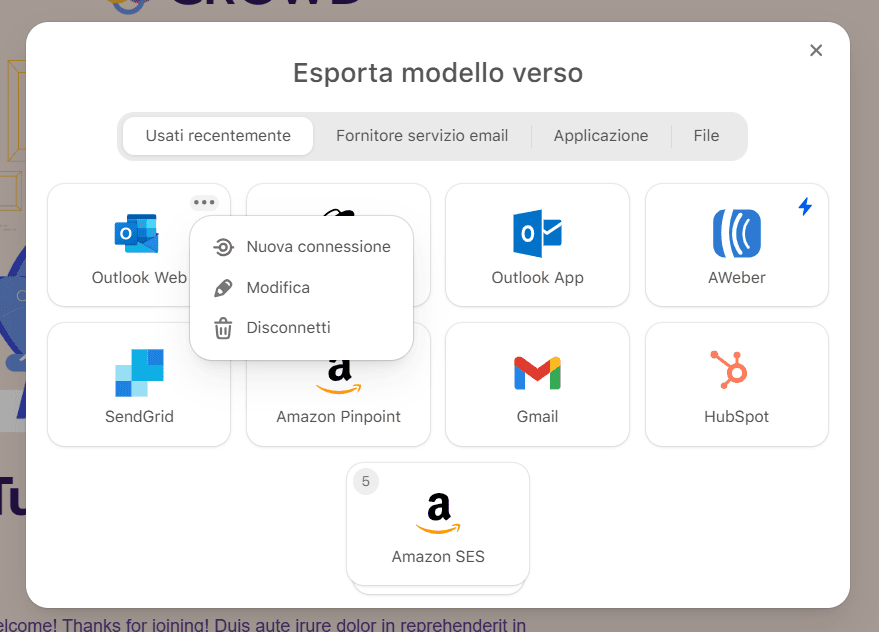 Collegare un nuovo account